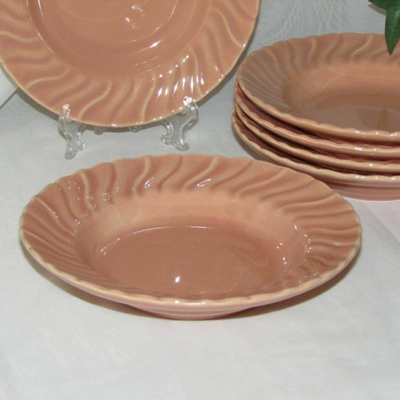 6 Vintage Franciscan Coronado Small Dessert Fruit Bowls Coral Peach - Picture 3 of 8
